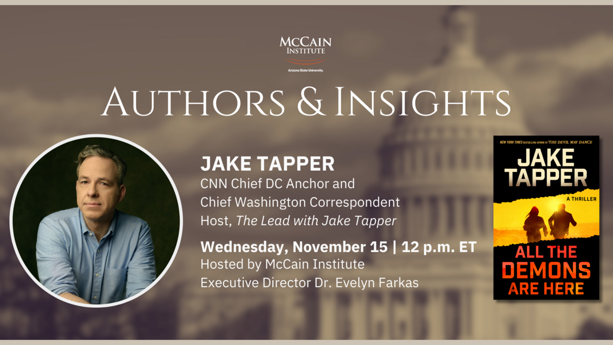 Image of special guest Jake Tapper with event information